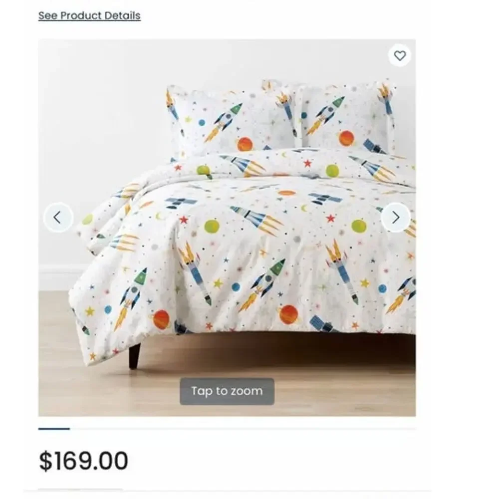 Outerspace Classic Cool Organic Cotton Percale Duvet Cover Set Full size